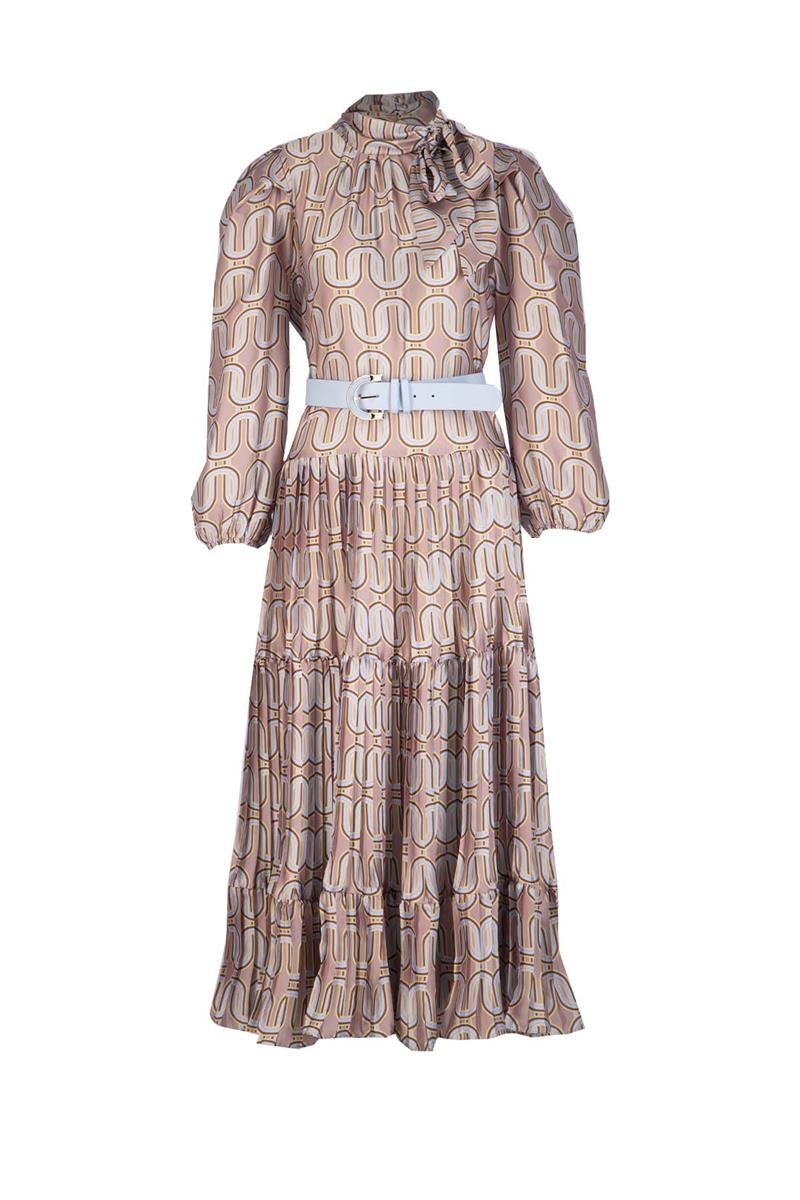 Beige Blue Belt Detailed Maxi Length Dress | Clothing Beige Blue Belt Detailed Maxi Length Dress | Clothing