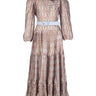 7- تنسيق فستان بيج ماكسي طويل حزام أزرق - Beige Blue Belt Detailed Maxi Length Dress