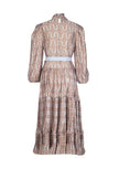 8- تنسيق فستان بيج ماكسي طويل حزام أزرق - Beige Blue Belt Detailed Maxi Length Dress