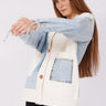 كارديجان جينز وصوف بيج مدمجين - BEIGE COVERED JEAN CARDIGAN