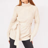 BEIGE KNITWEAR TROAT BELTED SWEATER - Lebbse