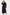 Black Front Stripe Detailed Belted Fleece Dress - Lebbse