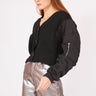 كارديجان اسود تريكو بأكمام من قماش عازل للماء - Black Knitwear Cardigan With Parachute Stitched Sleeves