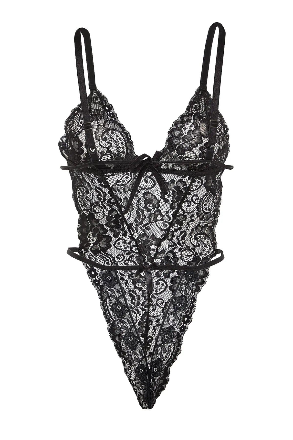 Black Lace Knitted Snap Body - Lebbse