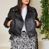 BLACK LEATHER BIKER JACKET - Lebbse