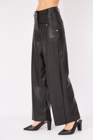 Black Leather Design Trousers - Lebbse