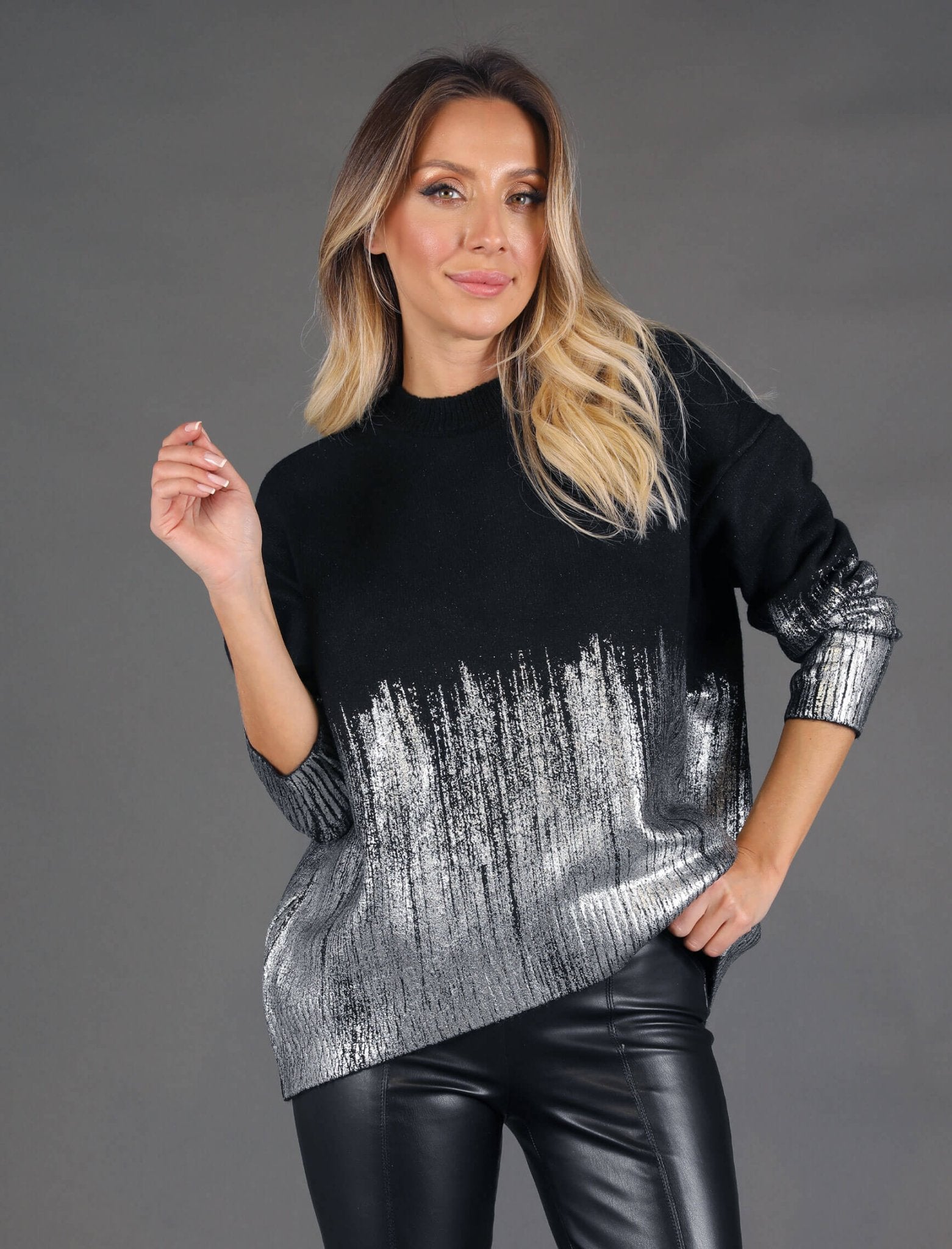 BLACK SILVER TERRA SWEATER - PRE ORDER - Lebbse