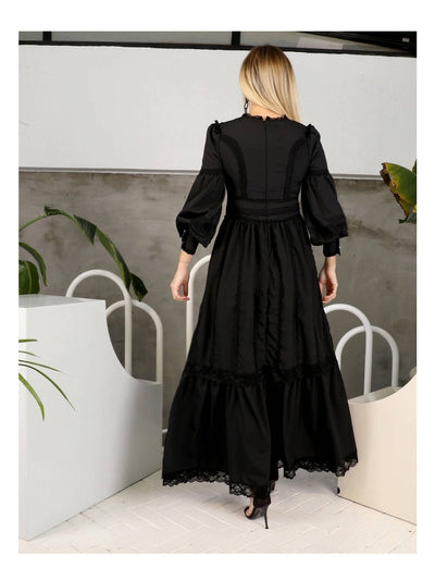 BLACK STONE BUTTON FESTO DETAIL TIERRO DRESS - Lebbse