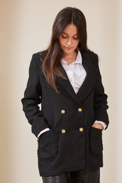 BLACK TASSELED JACKET - Lebbse