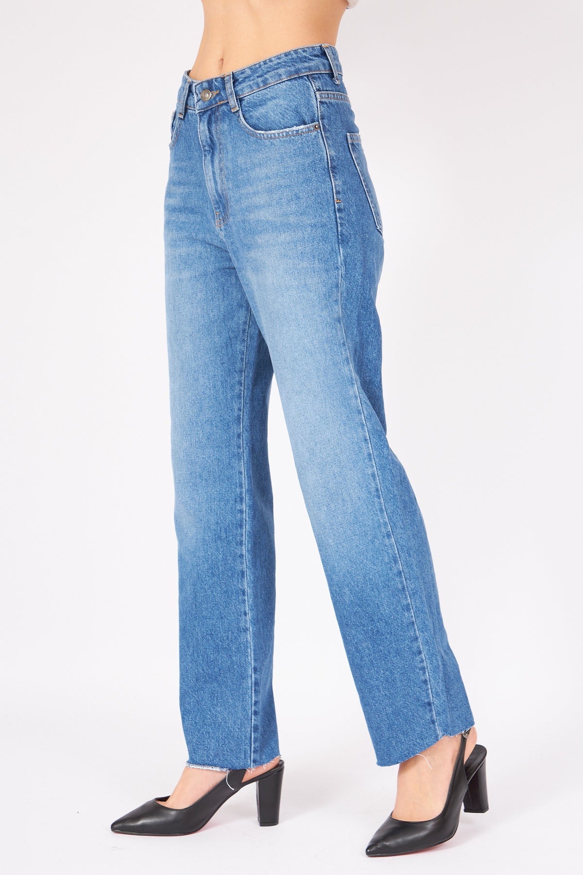 Blue Wide Leg Jeans - Lebbse