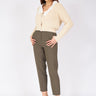Brown Front Pocket Detail Carrot Pants - Lebbse