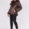BROWN SIDE ZIPPER COAT - Lebbse