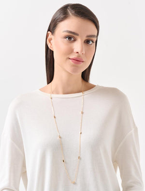 CHIC DOUBLE CHAIN NECKLACE WITH YELLOW BAR FIGURE - Lebbse