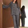 Gray Knitwood Rubed Suit - Lebbse