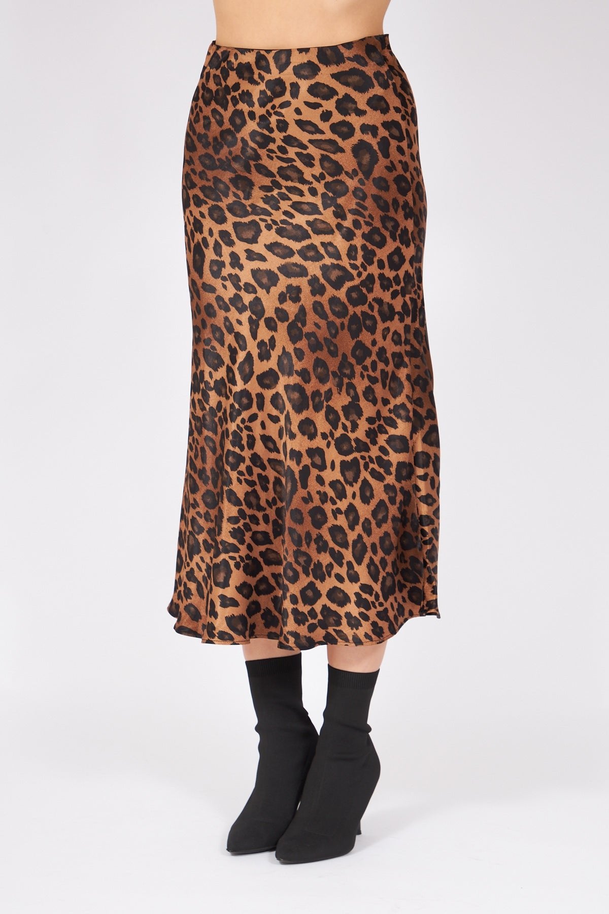 Leopard Pattern Satin Skirt - Lebbse