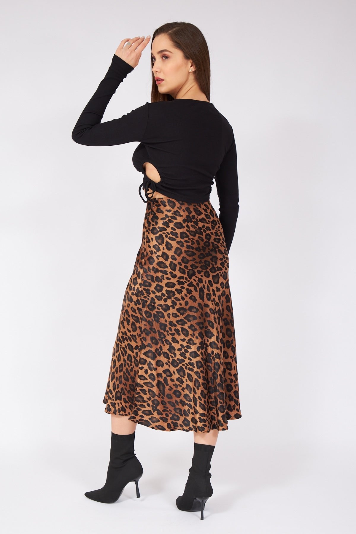 Leopard Pattern Satin Skirt - Lebbse