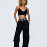 Linen Blended Cargo Black Women's Trousers - Lebbse