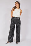LOOSE CUT BLACK LEATHER TROUSERS - Lebbse