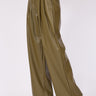 LOOSE CUT DARK GREEN LEATHER TROUSERS - Lebbse