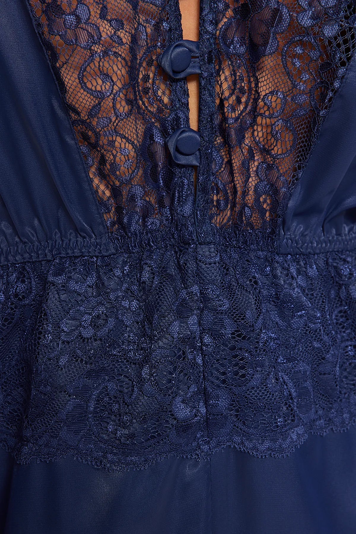 Navy Blue Satin Lace Detailed Fantasy Nightgown | Clothing | Home Wear | Lingerie Navy Blue Satin Lace Detailed Fantasy Nightgown | Clothing | Home Wear | Lingerie