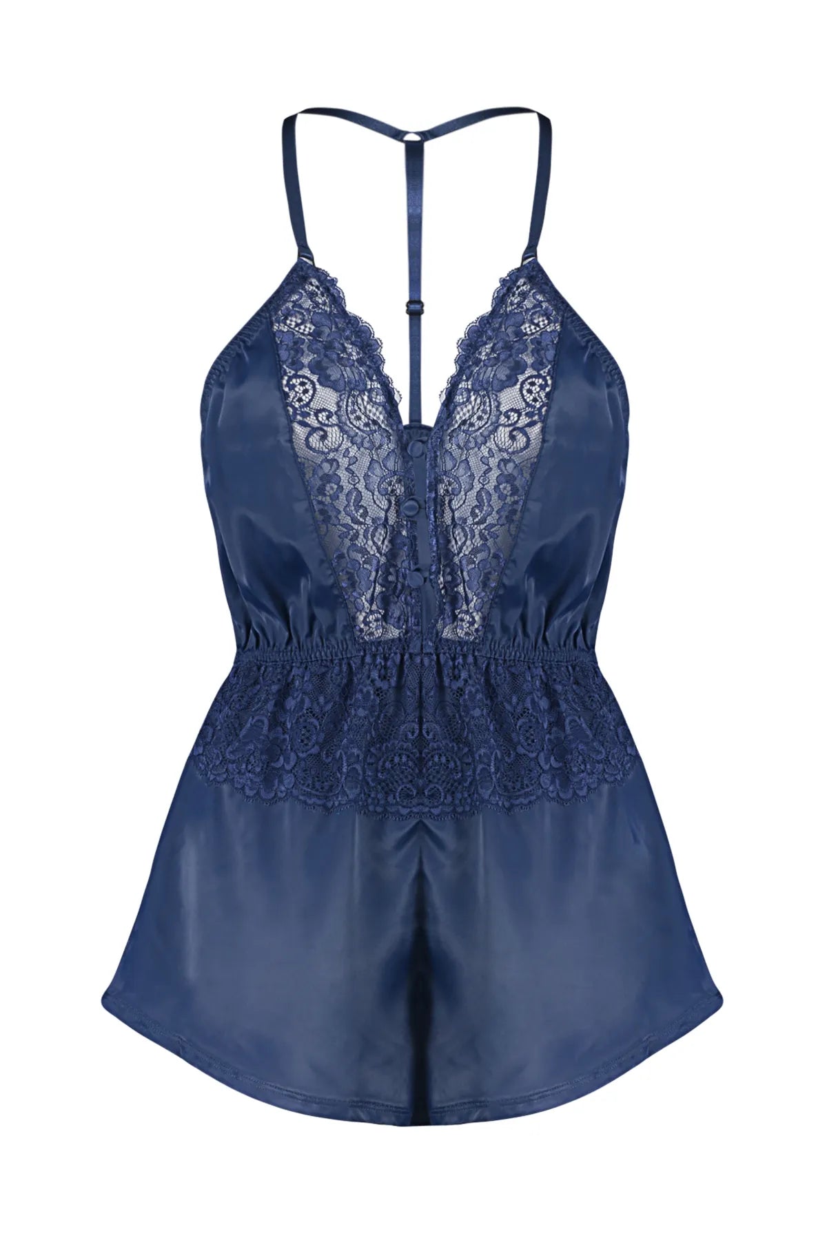 Navy Blue Satin Lace Detailed Fantasy Nightgown | Clothing | Home Wear | Lingerie Navy Blue Satin Lace Detailed Fantasy Nightgown | Clothing | Home Wear | Lingerie