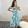 تنسيقات فستان اخضر فيروزي متوسط الطول مزخرف - Patterned Gipe Detailed Turquoise Green Midi Dress