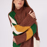 PATTERNED HALF TURTERTONE BROWN SWEATER - Lebbse