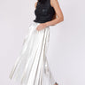 Pleated METALLIC SILVER LONG SKIRT - Lebbse