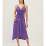 اجمل واحلى فساتين السهرات أرجواني موديل ثنيات - Purple Strap Draped Detailed Dress