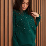 Sprinkled Stone Detailed Knitwear Green - Lebbse