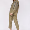 STAMP EMBROIDERY DETAIL LEATHER OVERSIZE SHIRT TROUSERS - Lebbse