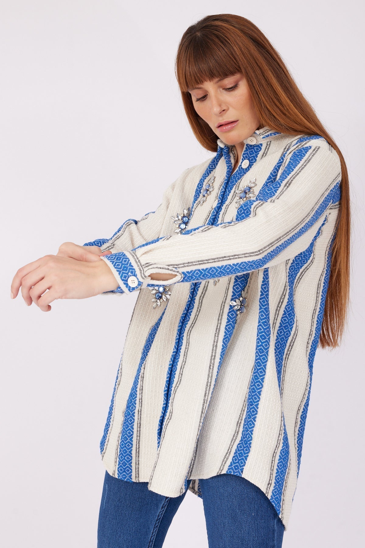 STONE OFFWHITE STRIPES OVERSIZE SHIRT - Lebbse