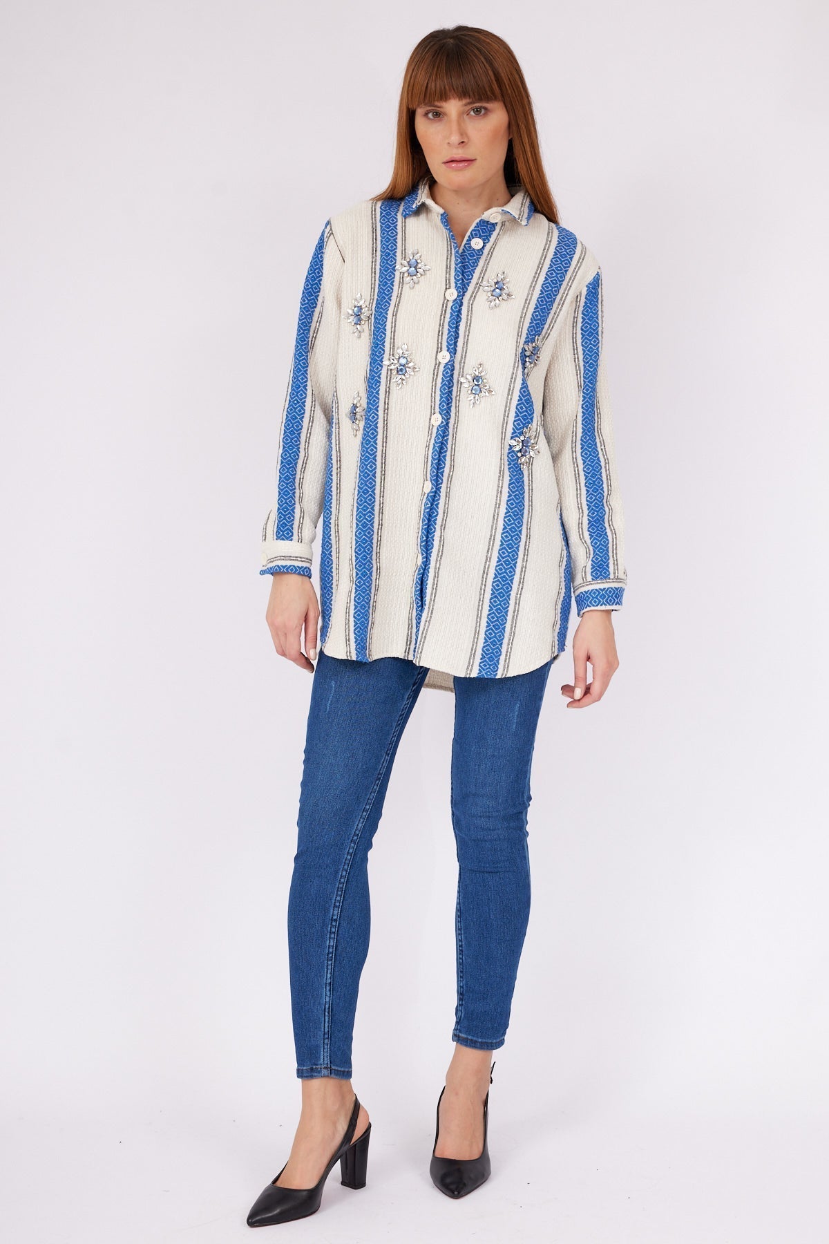 STONE OFFWHITE STRIPES OVERSIZE SHIRT - Lebbse