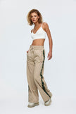 Strip Detailed Parachute Open Khaki Women's Trousers - Lebbse