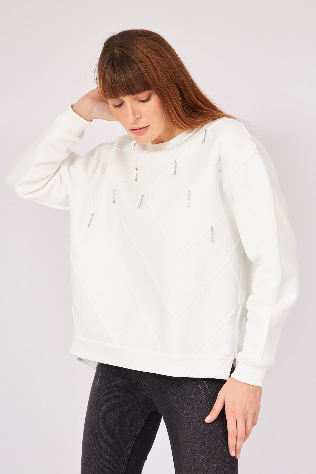White Back Shirt Detailed Design Sweat - Lebbse