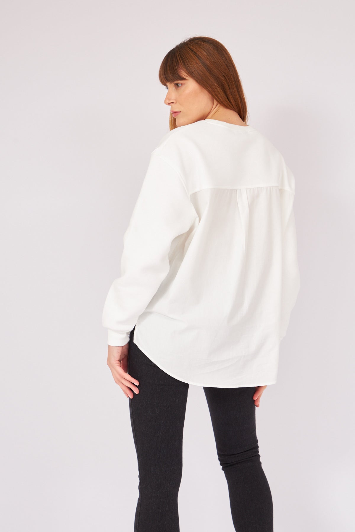 White Back Shirt Detailed Design Sweat - Lebbse