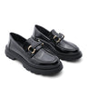 Women's Loafer Thick Sole Buckle Casual Shoes Kinles - Black - Lebbse